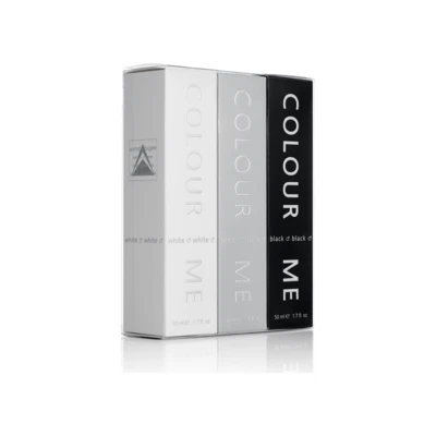 COLOUR ME White/Silver/Black Triple Pack For Men Him 3 x 50ml EDP Milton Lloyd