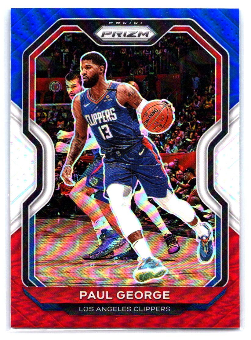 2020-21 Panini Prizm #14 Paul George Red, White and Blue Prizms
