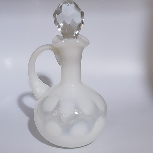 Vintage Fenton French White Opalescent Cruet Dot Optic Coin Spot with Stopper - 第 1/13 張圖片
