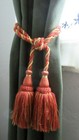Terra Cotta, brown & gold woven drapery tie back tassels with double loops (2)