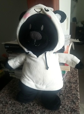 KELLYTOY BLACK TEDDY BEAR WHITE GHOST HALLOWEEN HOODIE, 15'' STUFFED PLUSH ANIMAL
