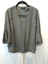 Bali Top Size P/S Quality Made Wrinkle Free 3/4 Ruffle Sleeve 100% Polyester 