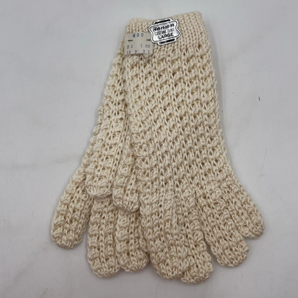 Guantes de invierno tejidos beige Hansen vintage años 80 nuevos con etiquetas nuevos con etiquetas talla L Bacon’s Department Foto 2 de 4