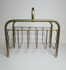 Vtg Brass Metal Magazine Rack Mid Century Modern Record Holder