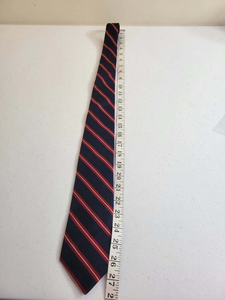 Boston Trader Neck Tie Red Navy Blue Striped English Regimentals Classic 90s - Image 3 of 4