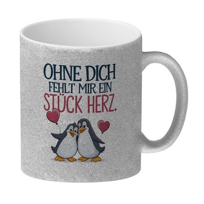 Pinguine Ohne dich fehlt ein Stück Herz Glitzer-Kaffeebecher