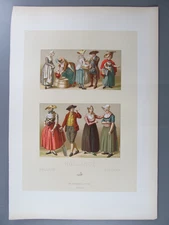 Hollande, Original Chromolithograph from Racinet, 1888
