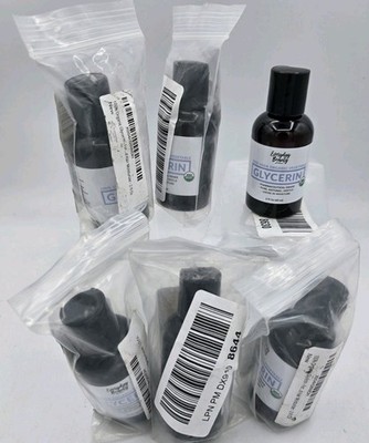 6 Pack 100% Organic Glycerin For Skin & Hair Food Grade - USDA - 2 Fl Oz Bottles