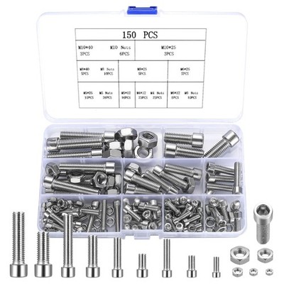 Innensechskantschrauben Edelstahl 150 Stk. M4 M5 M6 M8 M10 Schraubenset