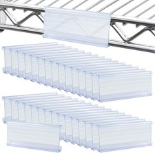 100 pcs Plastic Shelf Label Holder Clip On for Metro Wire Shelving 3" x 1 1/4"