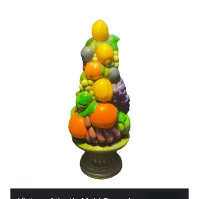 Atlantic Mold Vintage Ceramic Fruit Topiary Centerpiece Multicolor