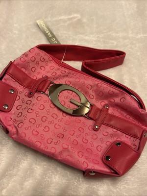 Guess Hobo Purse/Shoulder Women s Bag PINK Logo Monogram  NICE MED SIZE BAG