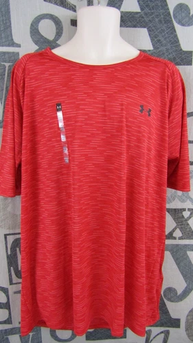 New Under Armour The Tech Tee Shirt Men 4XL Loose Fit Red/Black Gray MSRP $25 - Picture 1 of 9