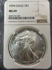 1994 Silver Eagle MS 69 NGC Certified