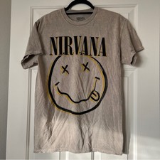 Unisex Nirvana Smiley Face Acid Wash Tie Dye Band Tee EUC Medium