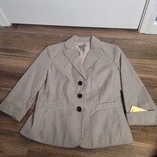 Ann Taylor Petites Stripped Pant Suit Set, Jacket Size 6P Pants Size 8