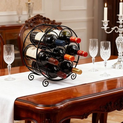 Kleines Tisch Weinregal 7 Flaschen Freistehend Arbeitsplatte Weinregal Tischplatte