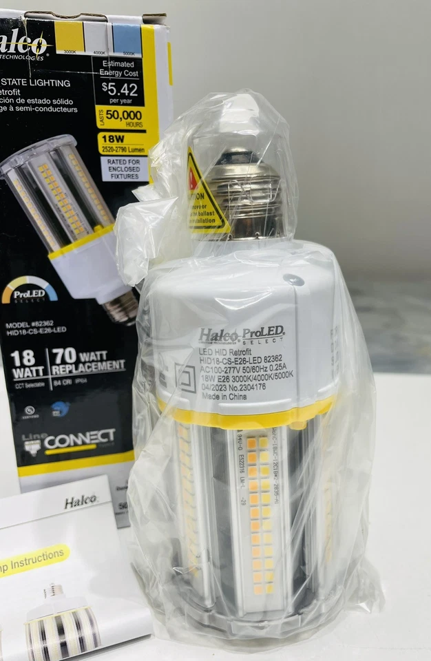 HALCO ProLED 82362 HID18-CS-E26-LED 18 vatios LED mazorca de maíz sintonizable blanco E26 NUEVO Foto 2 de 4