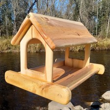 14 Inch hanging Arched cedar wood fly through platform Bird or Squirrel feeder