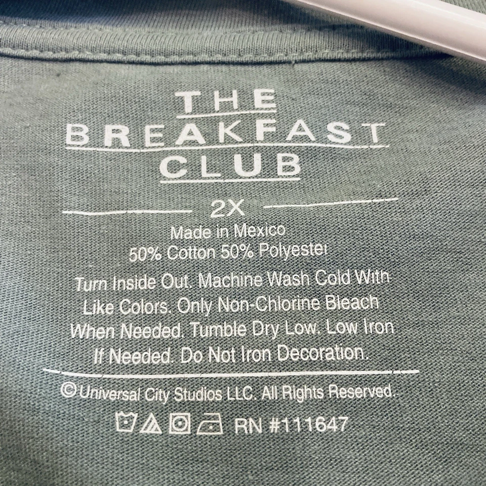 Camiseta verde para hombre The Breakfast Club talla 2X 24x30, gráficos de personajes Foto 4 de 4