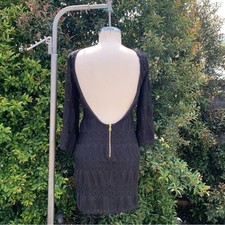 Vintage Bebe Cocktail Dress Black Low Back S/P USA Made Little Black Dress Small