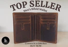 Vintage Leather Mens Slim Bifold Wallet RFID Blocking Credit Card Holder Wallets