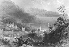 Ireland GLENARM BAY CASTLE SAINT PATRICH CHURCH ANTRIM, 1839 Art Print Engraving