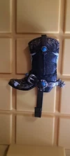 Western Cowboy Boot with Spurs Wall Hook for Coat Towel Hanger 6 inches tall.