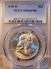 1958-D Franklin Half Dollar PCGS MS 64 FBL 90% Silver