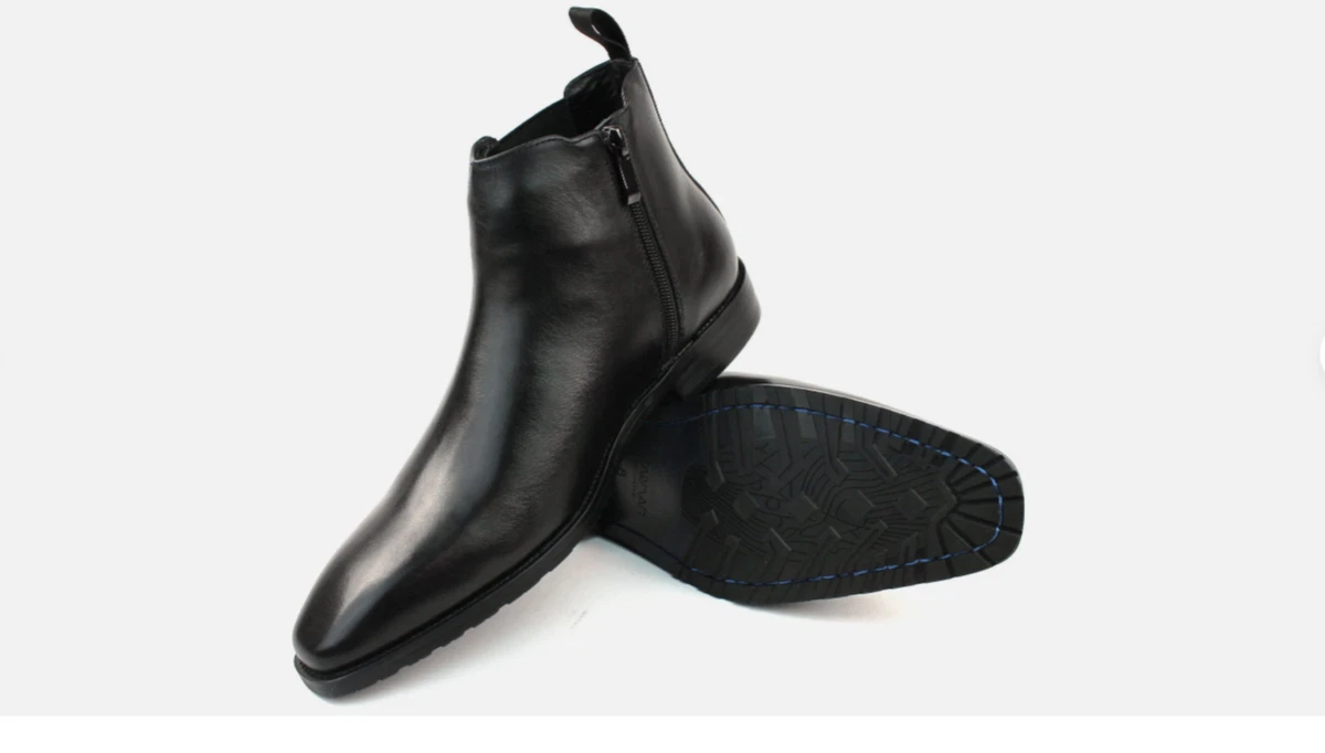 Lucky Brand Boots Men 9 Black Leather Moc Toe Monk Strap Lug Sole Factory Sample Polar Fox Men main image 4