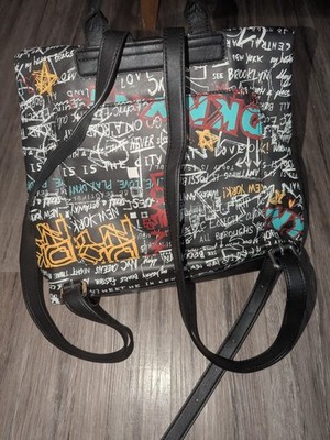 DKNY Backpack Purse Tilly Graffiti Fold over Top Handle Zip  display picture 3