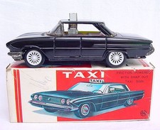 S Japan 1:28 BUICK LE SABRE 4-Door Sedan TAXI Friction Tin Toy Car NMIB 61 RARE 