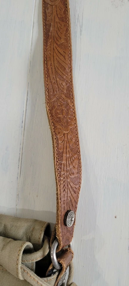 Bolso Hobo Bolso Grande Vintage Neiman Marcus Lona Y Cuero Hecho en Italia Foto 4 de 4