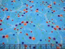 3 Yards Quilt Cotton Fabric - Timeless Treasures Whirl Wind Rainbow Floral Aqua