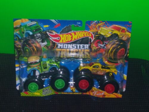 2023 Hot Wheels Monster Trucks- 2 Pack-BUNS OF STEEL VS FRIED UP - Picture 3 of 15