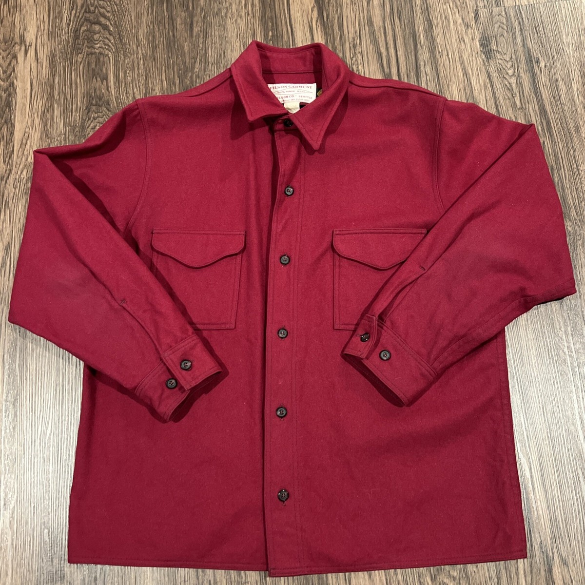 CC Filson Mackinaw Wool Men Style 90 Heavy Size 46 Red Blood Made