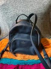 Kate Spade Jackson Navy Pebble Grain Leather Zip Shoulder Bag Backpack