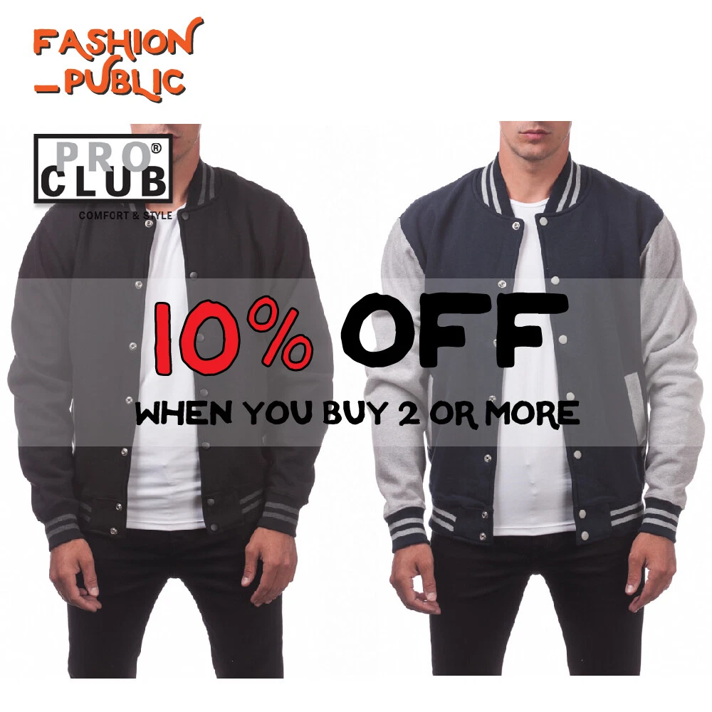 Pro Club Men's Varsity Fleece Baseball Jacket