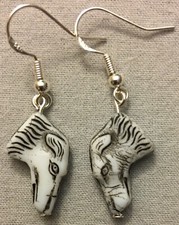 DOG HEAD EARRINGS - PRESSED GLASS with Sterling Silver Ear Wires or GP 