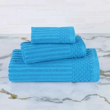 Soho Ribbed Textured Cotton Absorbent Soft 600 GSM 3-Piece Assorted Towel Set