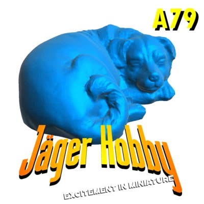 JAGER HOBBY A79 – 1/12 Scale Model Curled-Up Dog Figure – Perfect for Dioramas and Dolls Hou