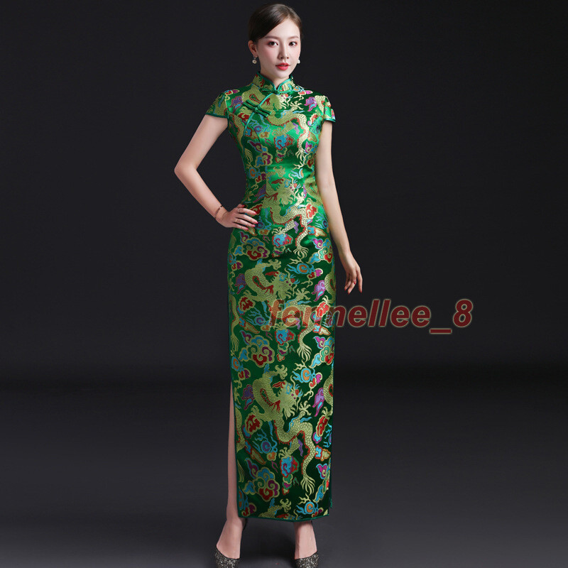 Women's Vintage Chinese Dragon Embroidery Cheongsam Long Dress Slim Qipao XS-3XL | eBay Women's Vintage Chinese Dragon Embroidery Cheongsam Long Dress Slim Qipao XS-3XL | eBay
