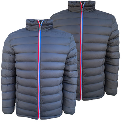 Mens Collar Jacket Padded Panel Casual Winter Full Zip Coat Thick Pocket