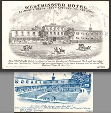 1876 Philadelpha Centennial Expo Westminster Hotel PA RM.23 Victorian Trade Card