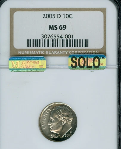 2005 D ROOSEVELT DIME NGC MAC MS69 MAC SOLO FINEST BUSINESS STRIKE MAC SPOTLESS.