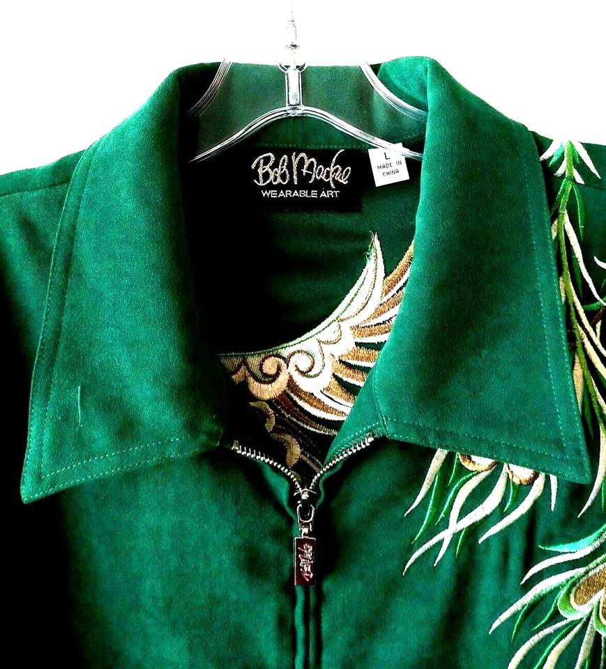 JUEGO CHAQUETA Y PANTALÓN BOB MACKIE USABLE ARTE VERDE BORDADO PHEONIX 2 PIEZAS L Foto 4 de 4