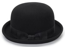 Women-Felt-Cloche-Fedora-Hat - Winter Rolled Church Derby Medium Black-wool