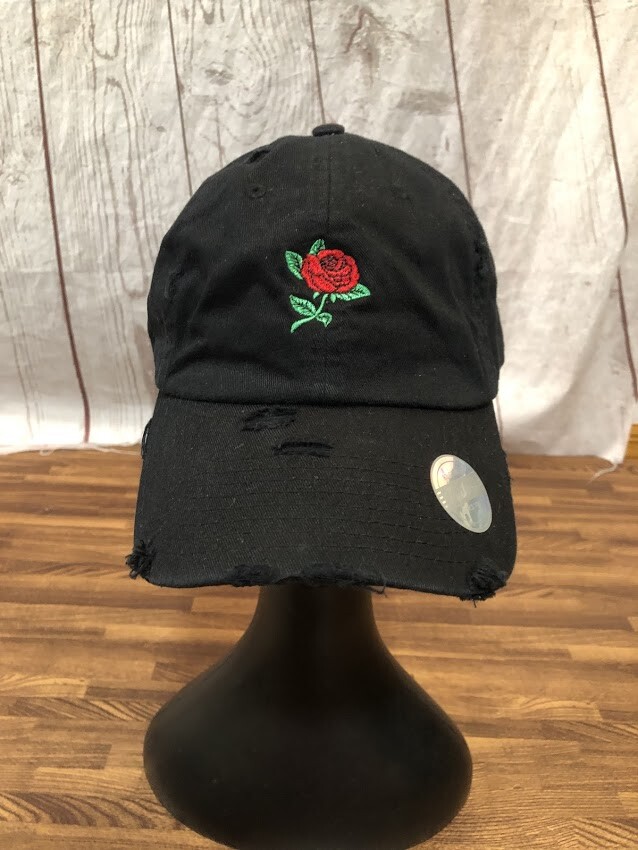 KBETHOS Fashion Black Baseball Cap - Embroidered ROSE - StrapBack