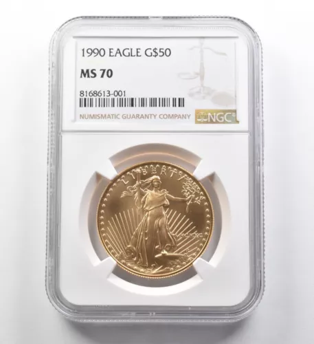 1990 $50 American Gold Eagle MS70 NGC *8235