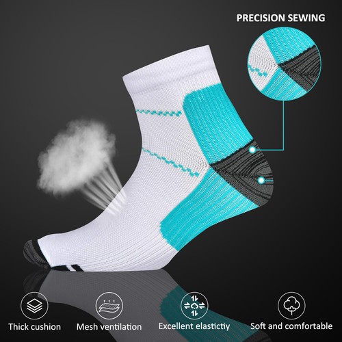 3Pairs Plantar Fasciitis Socks Sports Compression Socks Non-slip Sweat&Odour - Picture 5 of 34